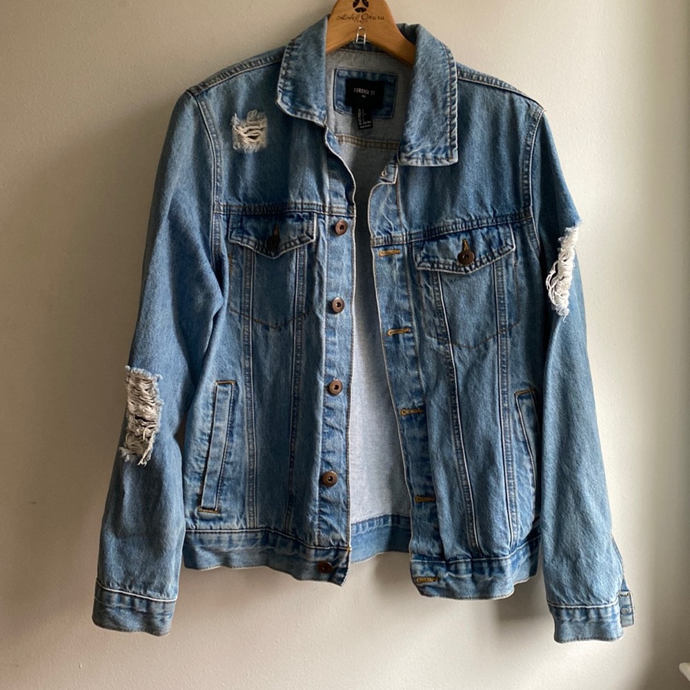 Distressed Forever 21 Denim Jacket